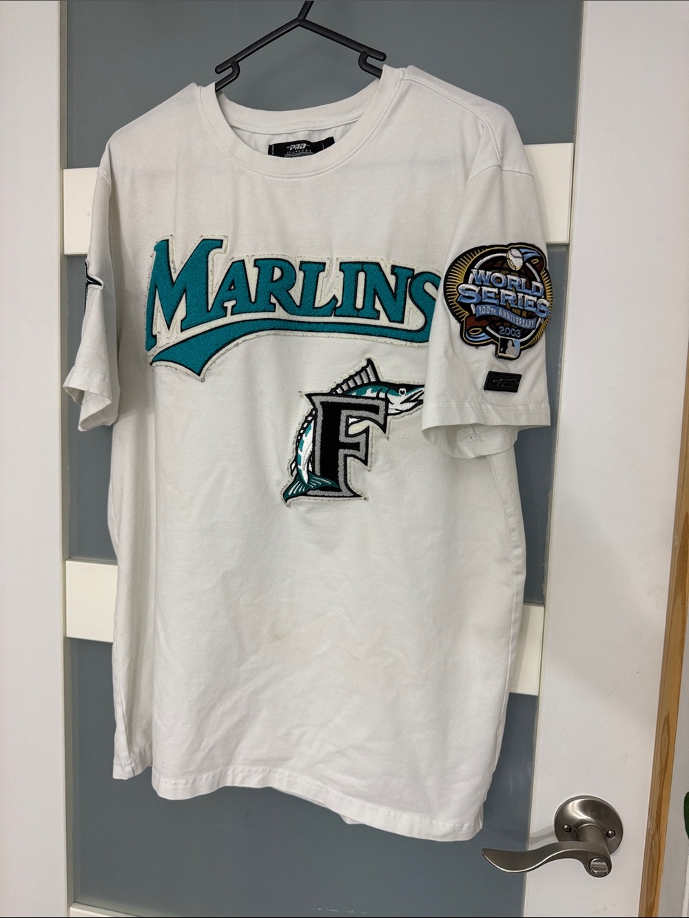 Vintage 2003 Florida Marlins World Series MLB 100 Year Patch White T Shirt Size